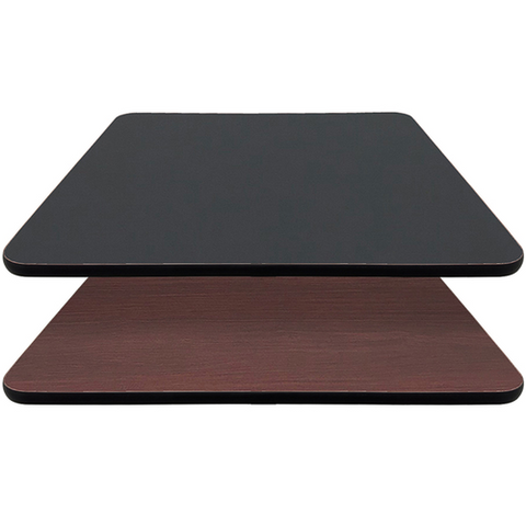 MB3042 Oak Street 30" x 42" Mahogany & Black Rectangular Reversible Table Top w/ T-Mold Edge