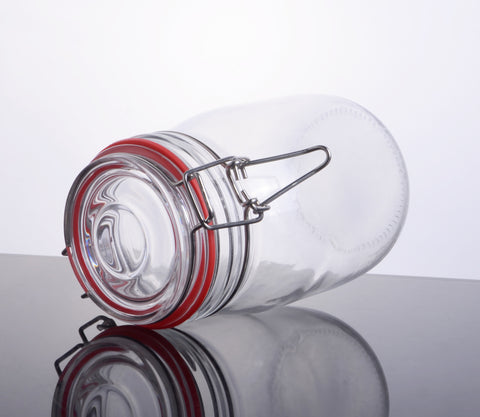CW-11200F Enhanced 42 Oz. Glass Storage Jar with Lock Seal - EA
