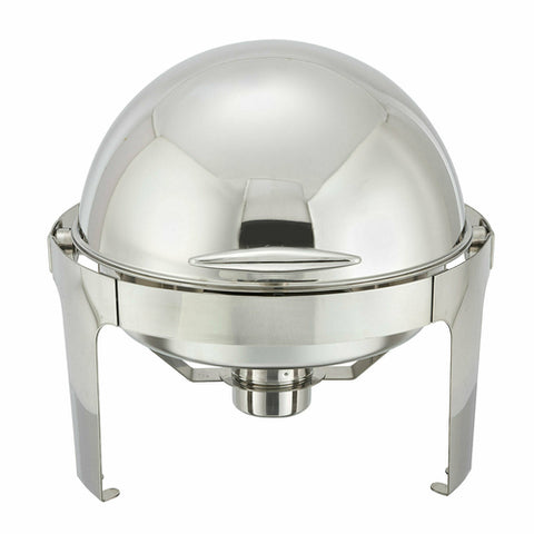 602 Winco 6 Qt. Round Chafer w/ Roll-Top Lid & Chafing Fuel Heat