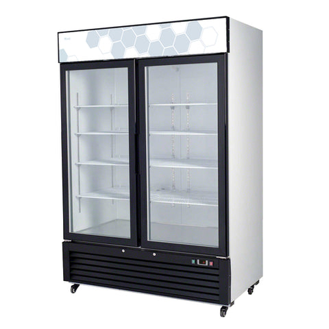 C-49RM-HC Migali 54.4" White 2-Section Glass Door Refrigerator Merchandiser w/ Swing Doors