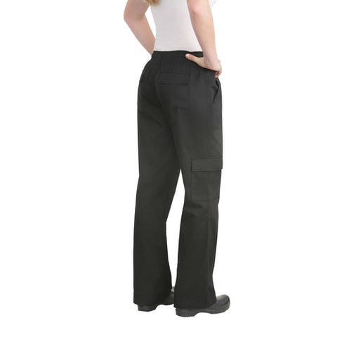 CPWOBLKS Chef Works Women's Elastic Waistband With Drawstring Cargo Pants