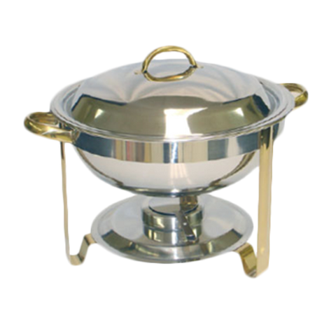 SLRCF0831GH Thunder Group 4 Quart Round With Gold Accent Chafer Set