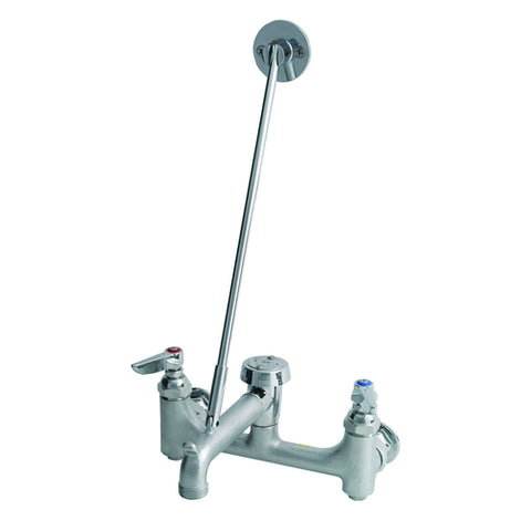 B-0665-BSTR T&S Brass Wall Mount Rough Chrome Service Sink Faucet w/ 8" Adjustable Centers