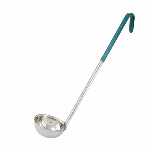 LDC-4 Winco 4 Oz. Stainless Steel Ladle w/ Green Handle