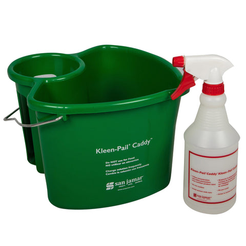 KP500 San Jamar Green Kleen-Pail Cleaning Caddy w/ 4 Qt. Pail & Spray Bottle