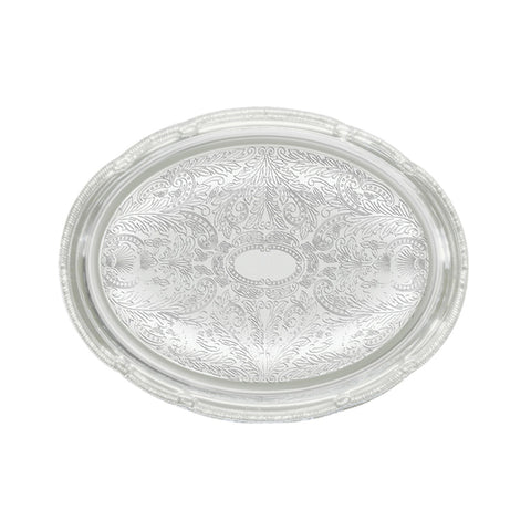 CMT-1014 Winco 14-3/4" x 10-1/2" Oval Chrome-Plated Serving Tray
