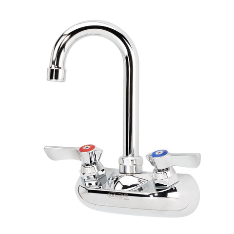 Krowne Metal 10-400L Silver Series 4" Center Wall Mount Faucet with 3-1/2" Gooseneck Spout
