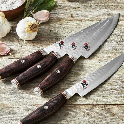 Miyabi 1001985 Artisan 4-Piece Steak Knife Set with Cocobolo Rosewood Pakkawood Handle