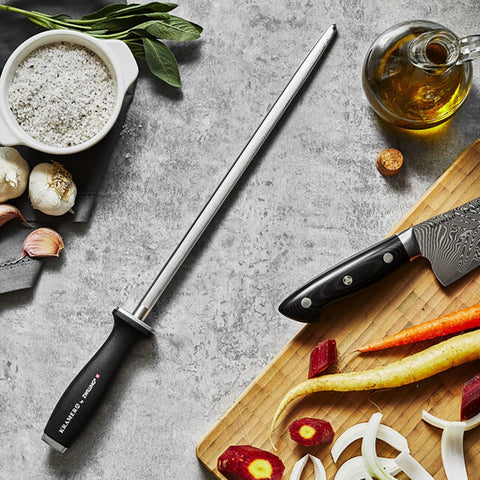 ZWILLING J.A. Henckels 1002195 Kramer 12" Double-Cut Honing Steel with Black Plastic Handle