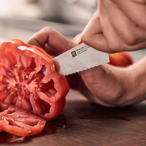 ZWILLING J.A. HENCKELS 1002858 Pro 5.5" Serrated Prep Knife with Black Polymer Handle