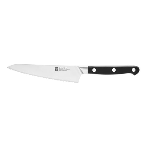 ZWILLING J.A. HENCKELS 1002858 Pro 5.5" Serrated Prep Knife with Black Polymer Handle