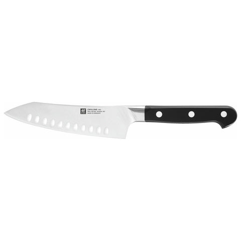 Zwilling 1002862 Pro 5.5-inch Rocking Santoku Knife with Hollow Edge and Black Handle