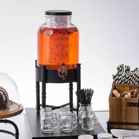 TableCraft Products 10090 Industrial Collection Glass Beverage Dispenser, 2 Gallon