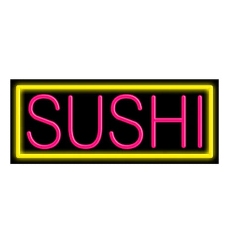 Arter Neon 10130 Sushi Red/Pink & Yellow Border Glass Neon Sign 32" x 13"