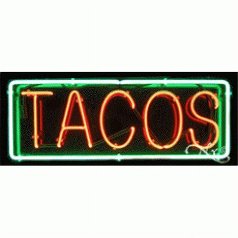 Arter Neon 10131 "Tacos" LED Business Neon Sign - Red with Green Border
