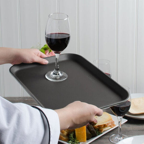 Cambro 1014CT110 Camtread 10" x 14" Black Satin Non-Skid Rectangular Serving Tray