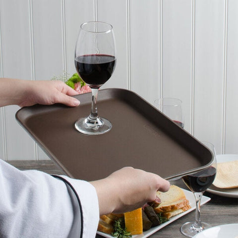 Cambro 1014CT138 Camtread 10" x 14" Tavern Tan Non-Skid Rectangular Serving Tray