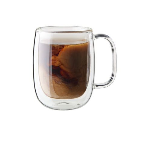 ZWILLING 1019455 Sorrento Plus Double Wall Coffee Glass Mug Set, 12 oz