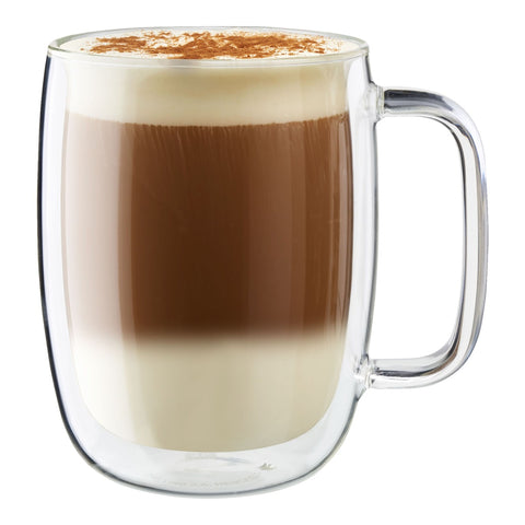 ZWILLING Sorrento Plus 39500-093 Double Wall Latte Glass Mug Set, 15 oz, 2-Piece