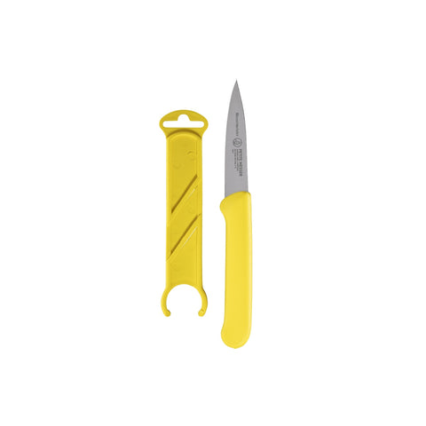 Messermeister 102/Y 3 inch Yellow Spear Point Paring Knife with Sheath