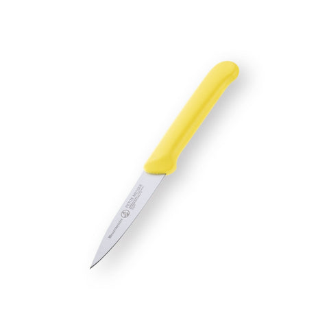 Messermeister 102/Y 3 inch Yellow Spear Point Paring Knife with Sheath
