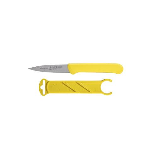 Messermeister 102/Y 3 inch Yellow Spear Point Paring Knife with Sheath