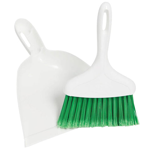 Libman Commercial 1031 Dust Pan Set with 7" Whisk Broom, Green and White