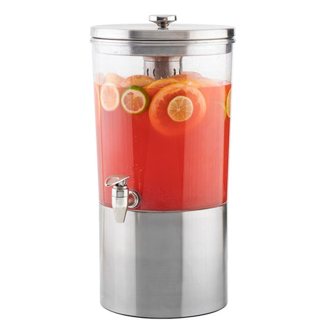 Tablecraft Products 10450 2.5 Gallon Stainless Steel Tritan Beverage Dispenser with Infuser and Ice Core