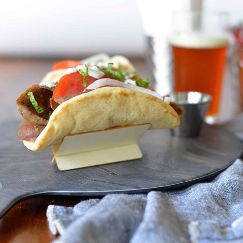 TableCraft 10516 Disposable Taco Taxi Poplar Wood Taco Holder - Pack of 50