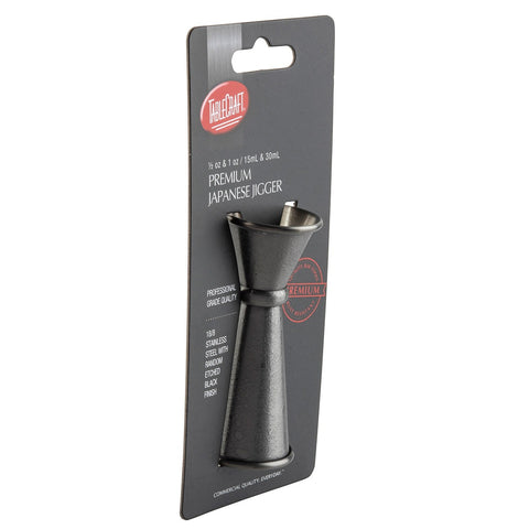 Tablecraft Products 10560 Japanese Jigger, 0.5 oz / 1 oz, Black Acid-Etch Finish