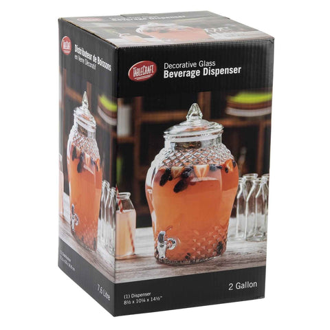 TableCraft Products 10699 2 Gallon Decorative Glass Beverage Dispenser