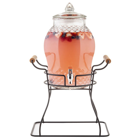 TableCraft Products 10699 2 Gallon Decorative Glass Beverage Dispenser
