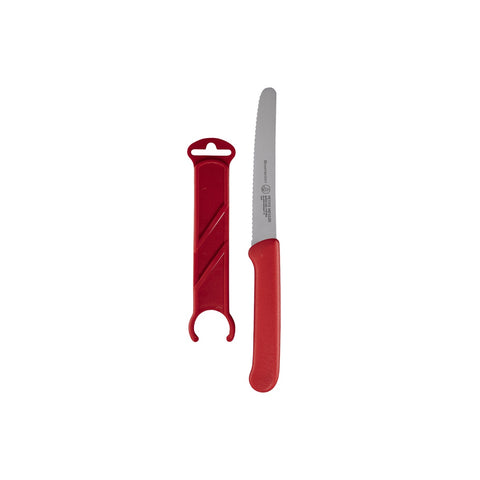 Messermeister 106/R Red Serrated Tomato Knife with Matching Sheath, 4.5"