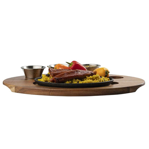 TableCraft Products 10710 Oval Fajita Serving Board - Acacia Wood, 17" x 12-1/4"