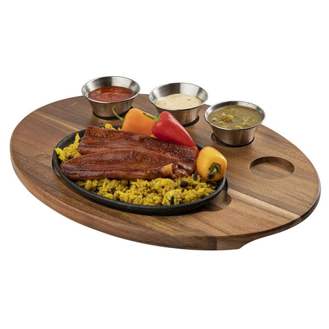 TableCraft Products 10710 Oval Acacia Wood Fajita Serving Board