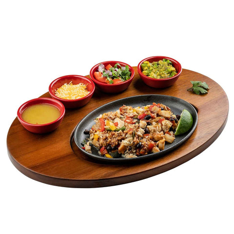 TableCraft Products 10710 Oval Fajita Serving Board - Acacia Wood, 17" x 12-1/4"