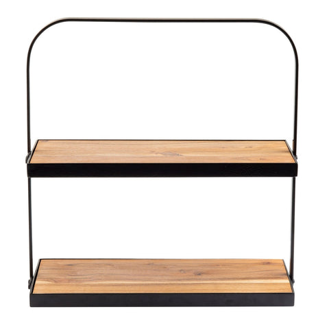 TableCraft Products 10718 Rectangular Two-Tiered Display Stand, Acacia