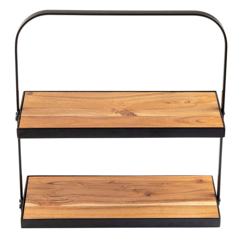 TableCraft Products 10718 Rectangular Two-Tiered Display Stand, Acacia