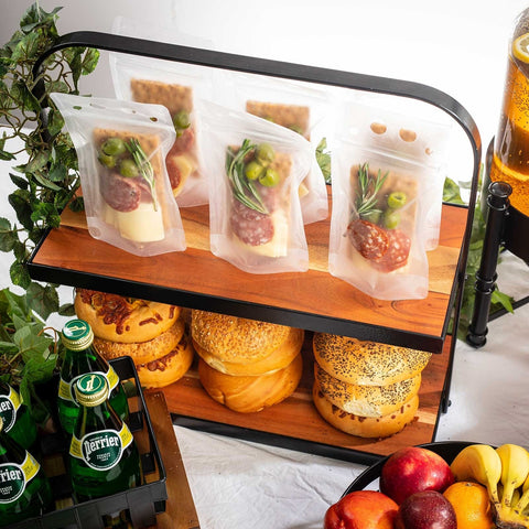 TableCraft 10718 Rectangular Two-Tier Acacia Wood Display Stand