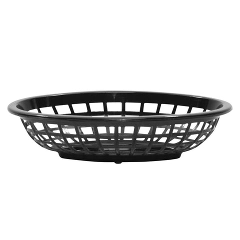 Tablecraft 1071BK Black Side Order Oval Basket - 8" x 5.375" x 2\" HDPE Plastic