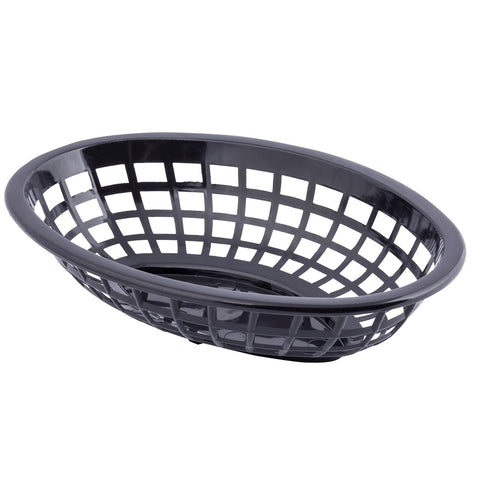 Tablecraft 1071BK Black Side Order Oval Basket - 8" x 5.375" x 2\" HDPE Plastic