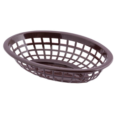 Tablecraft 1071BR Oval Side Order Fast Food Serving Basket, Brown Polyethylene, 8" x 5-1/4" x 2"
