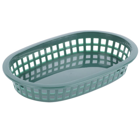 TableCraft 1073FG A La Carte Forest Green Oval Plastic Fast Food Basket