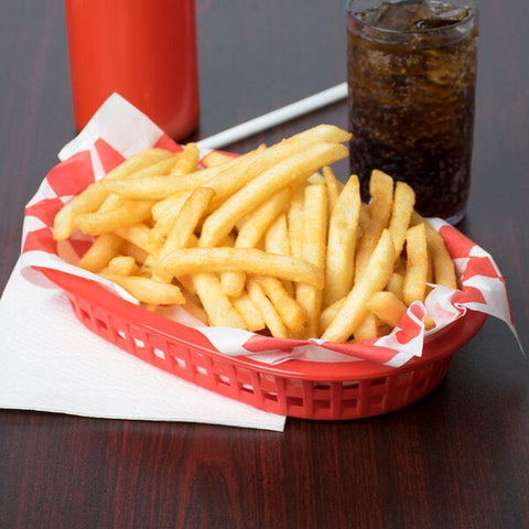 TableCraft 1073R A La Carte Red Plastic Oval Fast Food Basket