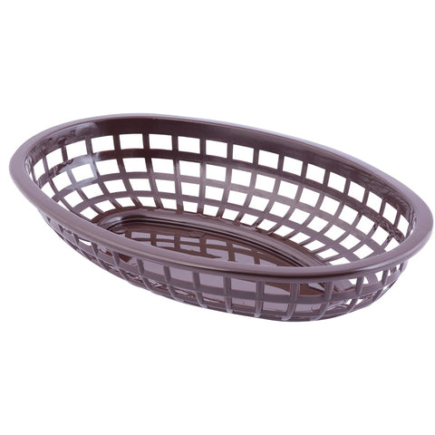 TableCraft 1074BR Brown Oval Classic Plastic Serving Basket