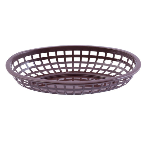 TableCraft 1074BR Brown Oval Classic Plastic Serving Basket