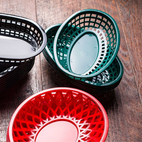 Tablecraft Products 1074FG Forest Green Oval Classic Plastic Serving Basket