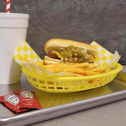 TableCraft Products 1074Y Yellow Oval Classic Plastic Serving Basket
