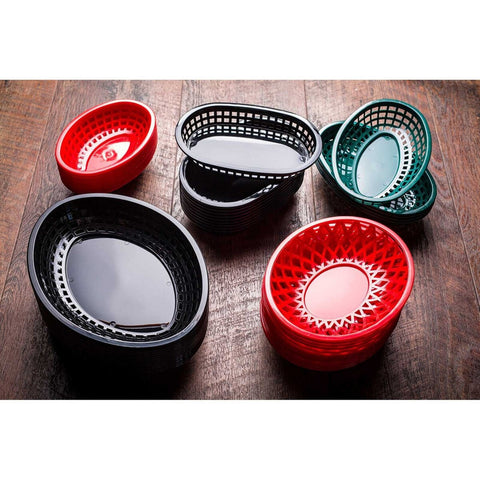 TableCraft Products 1075R Round Polypropylene Serving Basket, Red, 8 x 2 in