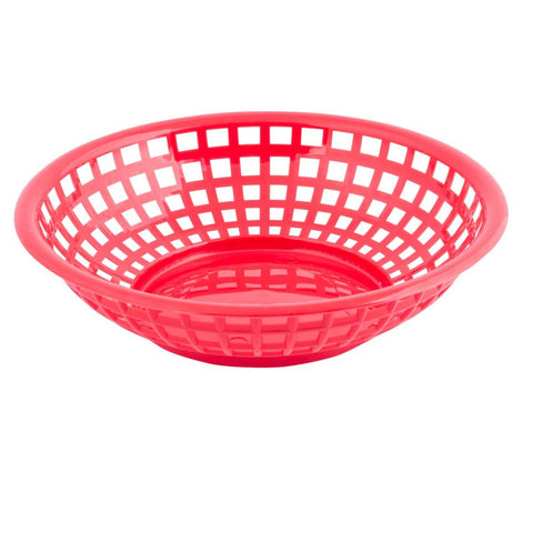 TableCraft Products 1075R 8" Round Red Plastic Serving Basket